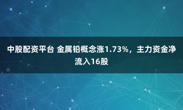 中股配资平台 金属铅概念涨1.73%,主力资金净流入16股