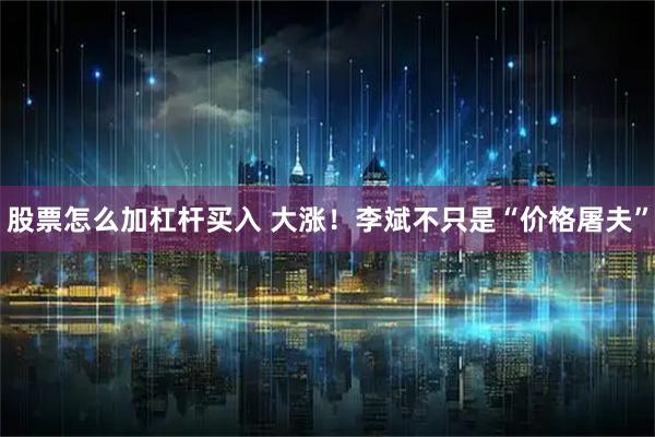 股票怎么加杠杆买入 大涨！李斌不只是“价格屠夫”