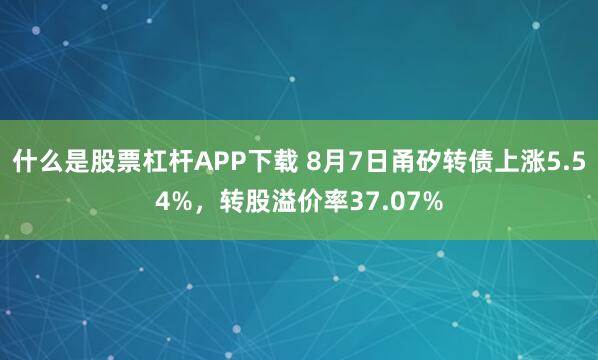 什么是股票杠杆APP下载 8月7日甬矽转债上涨5.54%，转股溢价率37.07%